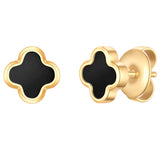 Ohrstecker Edelstahl gelbgold Achat schwarz