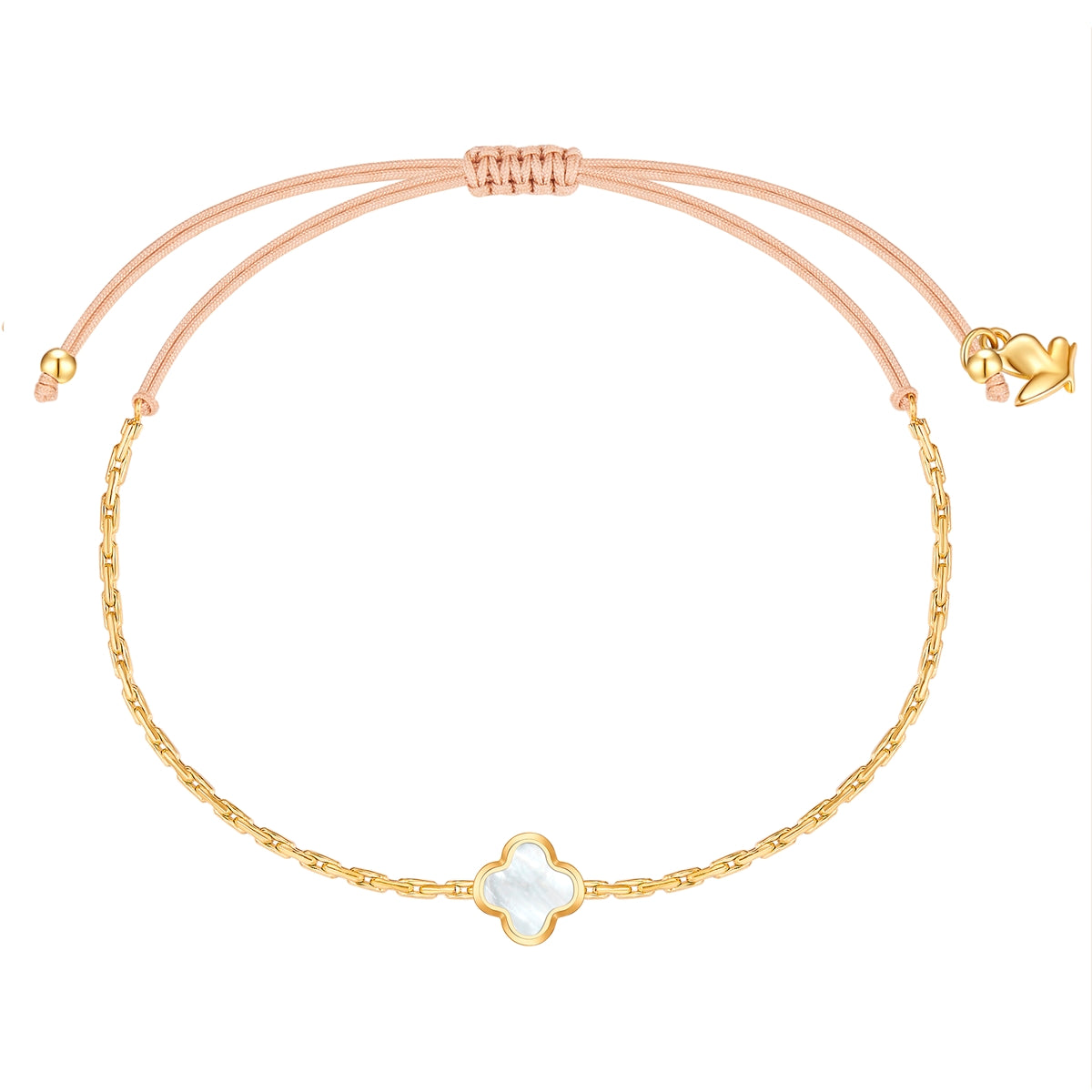 Armband Edelstahl gelbgold Textil (beige) Perlmutt weiß