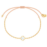 Armband Edelstahl gelbgold Textil (beige) Perlmutt weiß