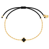 Armband Edelstahl gelbgold Textil (schwarz) Achat schwarz