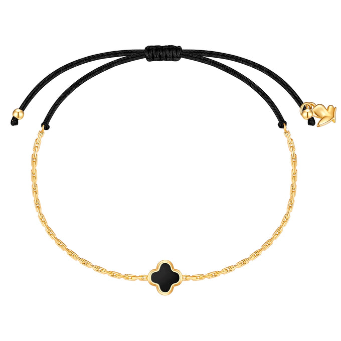 Armband Edelstahl gelbgold Textil (schwarz) Achat schwarz