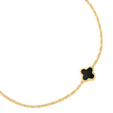 Armband Edelstahl gelbgold Textil (schwarz) Achat schwarz
