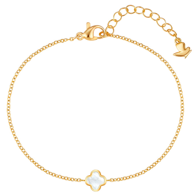 Armband Edelstahl gelbgold Perlmutt weiß