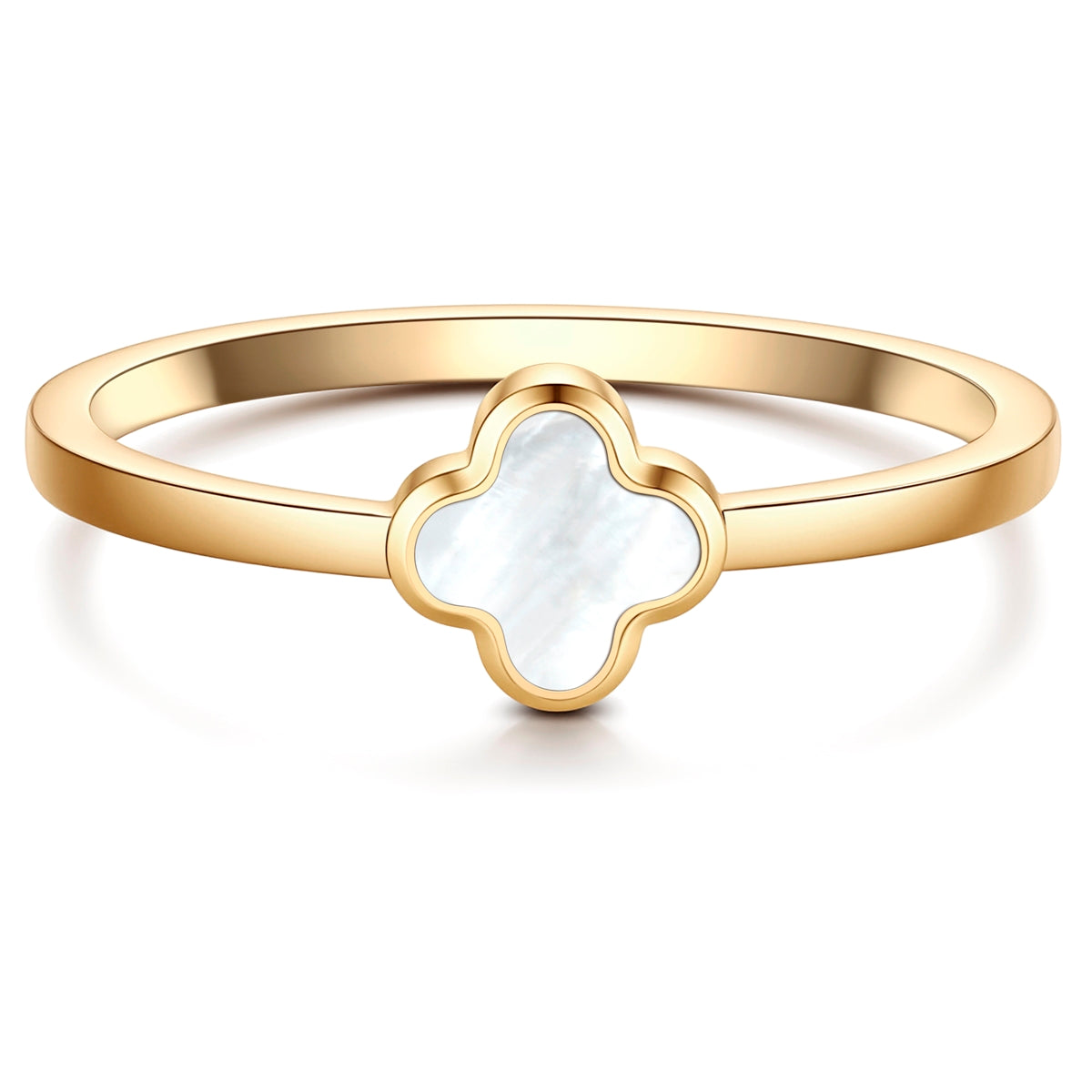 Ring Edelstahl gelbgold Perlmutt weiß