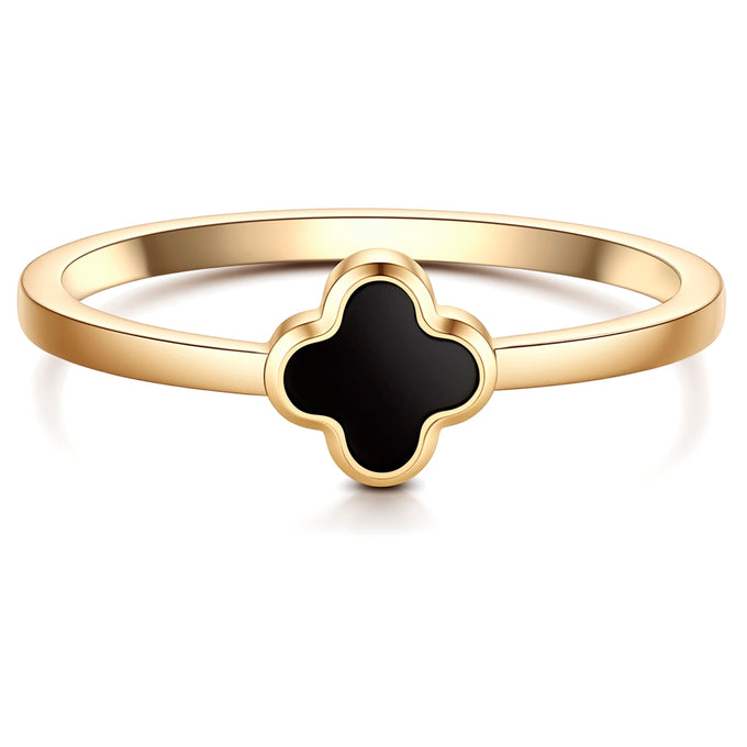 Ring Edelstahl gelbgold Achat schwarz