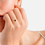 Ring Edelstahl gelbgold Achat schwarz