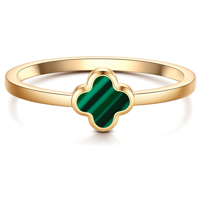 Ring Edelstahl gelbgold Malachit (synth.) grün
