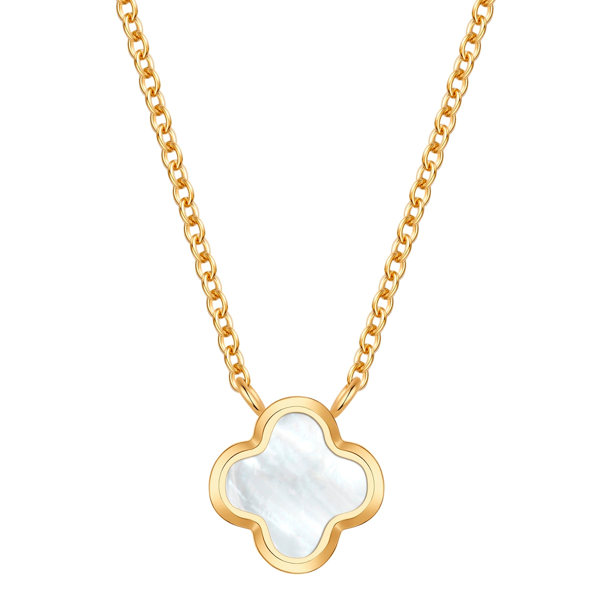 Kette mit Anhänger Edelstahl gelbgold Perlmutt weiß