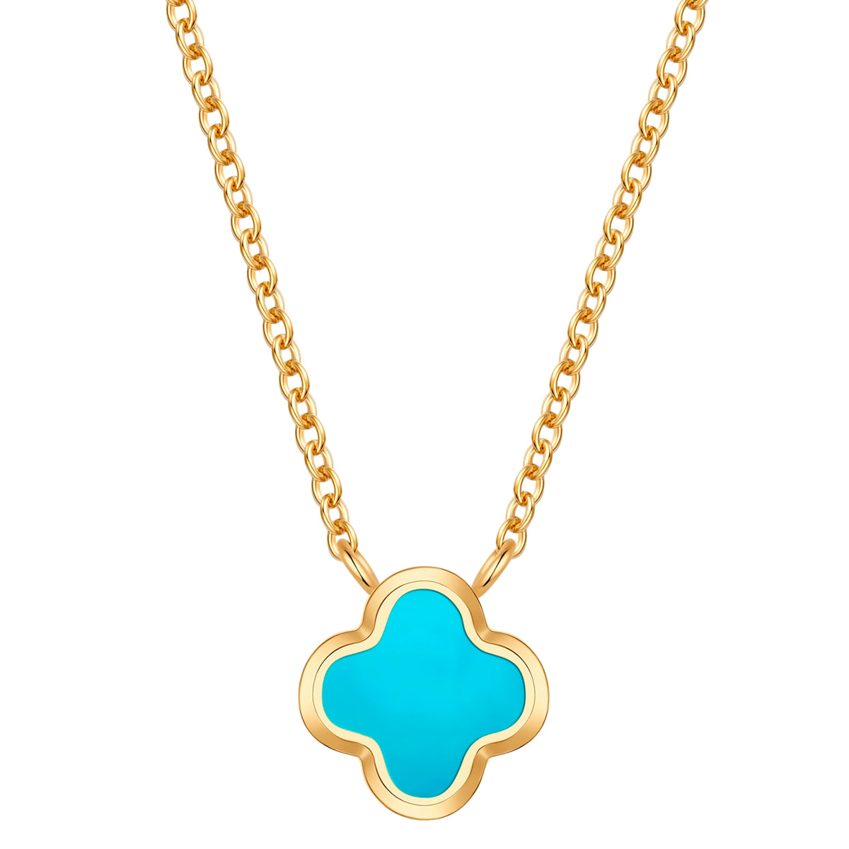 Kette mit Anhänger Edelstahl gelbgold Türkis (synth.)
