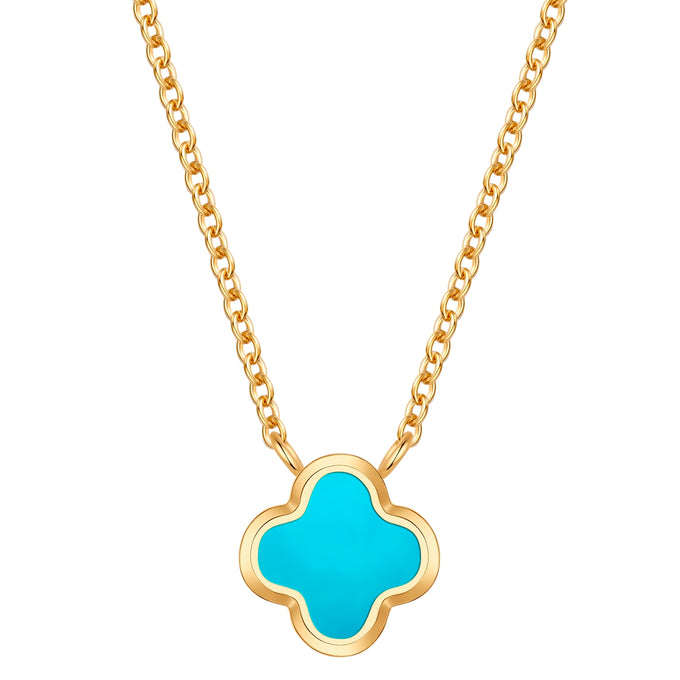 Kette mit Anhänger Edelstahl gelbgold Türkis (synth.)