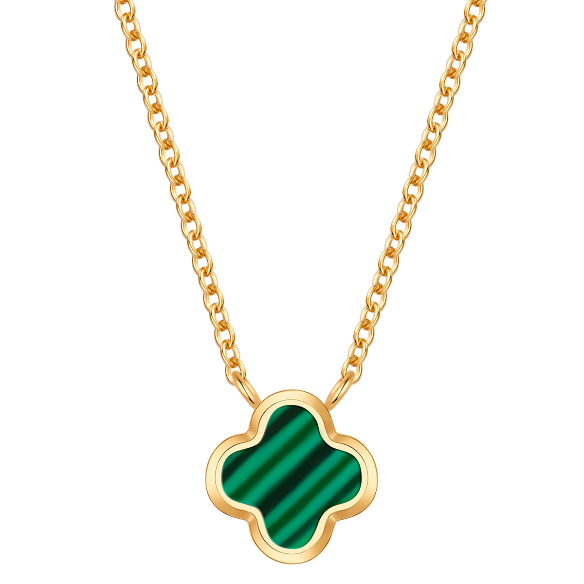 Kette mit Anhänger Edelstahl gelbgold Malachit (synth.) grün