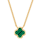 Kette mit Anhänger Edelstahl gelbgold Malachit (synth.) grün