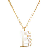 Kette mit Anhänger Edelstahl gelbgold Emaille weiß