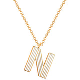 Kette mit Anhänger Edelstahl gelbgold Emaille weiß