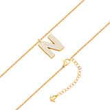 Kette mit Anhänger Edelstahl gelbgold Emaille weiß