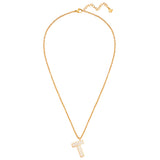 Kette mit Anhänger Edelstahl gelbgold Emaille weiß