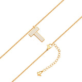 Kette mit Anhänger Edelstahl gelbgold Emaille weiß