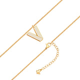 Kette mit Anhänger Edelstahl gelbgold Emaille weiß