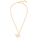Kette mit Anhänger Edelstahl gelbgold Emaille weiß