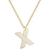 Kette mit Anhänger Edelstahl gelbgold Emaille weiß