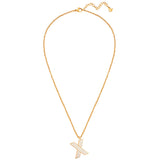 Kette mit Anhänger Edelstahl gelbgold Emaille weiß
