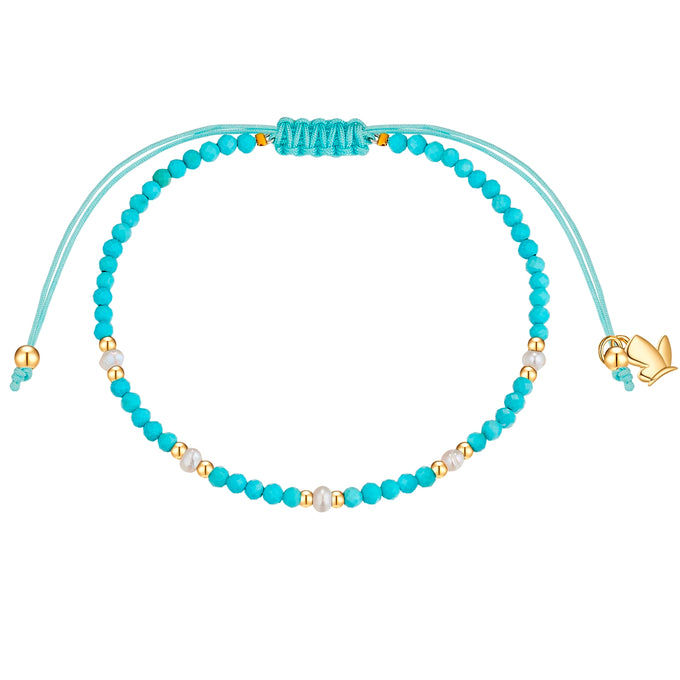 Armband Edelstahl gelbgold Textil (türkis) Türkis (rek.)