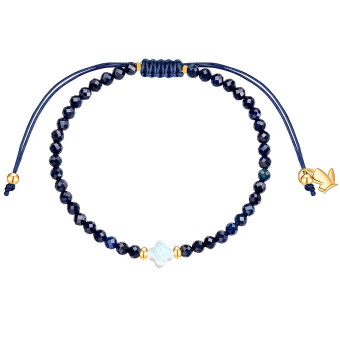 Armband Edelstahl gelbgold Textil (blau) Saphir blau