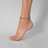 Fusskette Edelstahl gelbgold Saphir blau