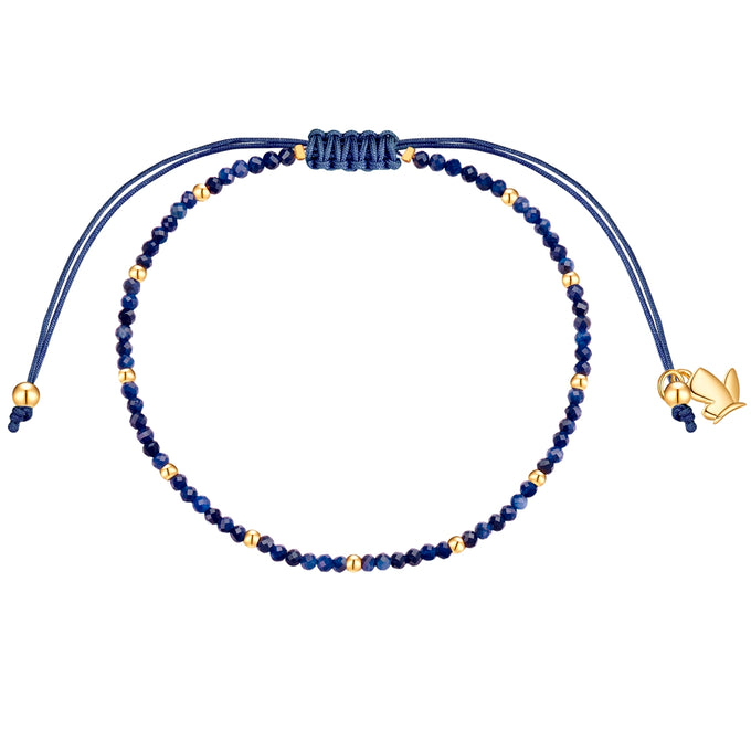 Armband Edelstahl gelbgold Textil (blau) Saphir blau