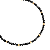 Armband Edelstahl gelbgold Textil (schwarz) Spinell schwarz