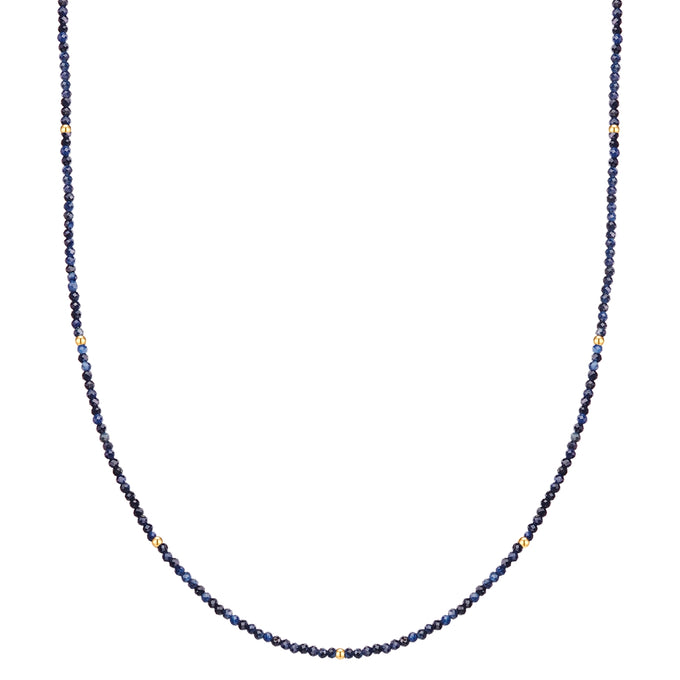 Kette Edelstahl gelbgold Saphir blau