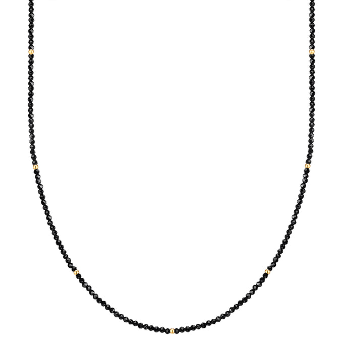 Kette Edelstahl gelbgold Spinell schwarz