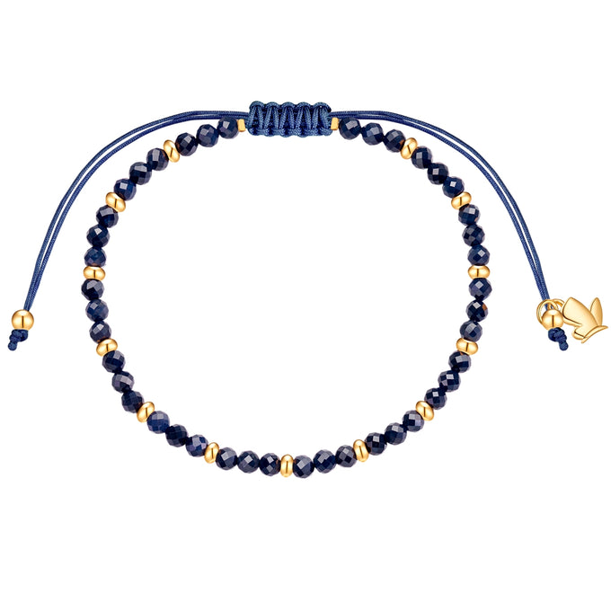 Armband Edelstahl gelbgold Textil (blau) Saphir blau