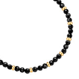 Armband Edelstahl gelbgold Textil (schwarz) Spinell schwarz
