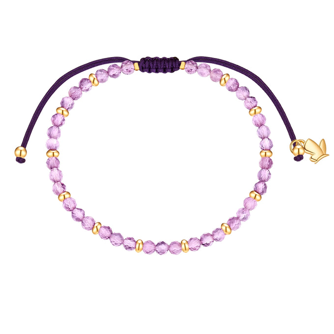Armband Edelstahl gelbgold Textil (lila) Amethyst