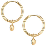 Creolen Edelstahl gelbgold Kristalle von Swarovski hellblau
