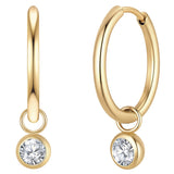 Creolen Edelstahl gelbgold Kristalle von Swarovski weiß