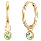 Creolen Edelstahl gelbgold Kristalle von Swarovski hellgrün