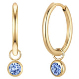 Creolen Edelstahl gelbgold Kristalle von Swarovski blau
