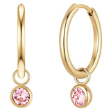 Creolen Edelstahl gelbgold Kristalle von Swarovski rosa