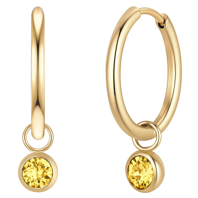 Creolen Edelstahl gelbgold Kristalle von Swarovski gelb