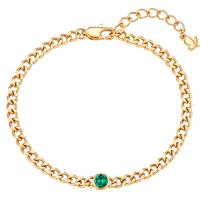 Armband Edelstahl gelbgold Kristalle von Swarovksi dunkelgrün
