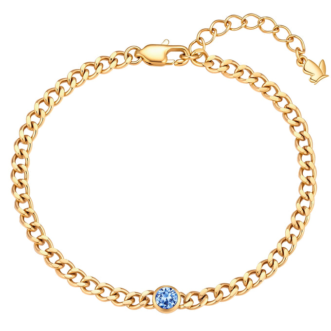 Armband Edelstahl gelbgold Kristalle von Swarovksi blau