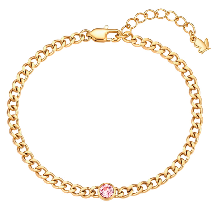 Armband Edelstahl gelbgold Kristalle von Swarovksi rosa