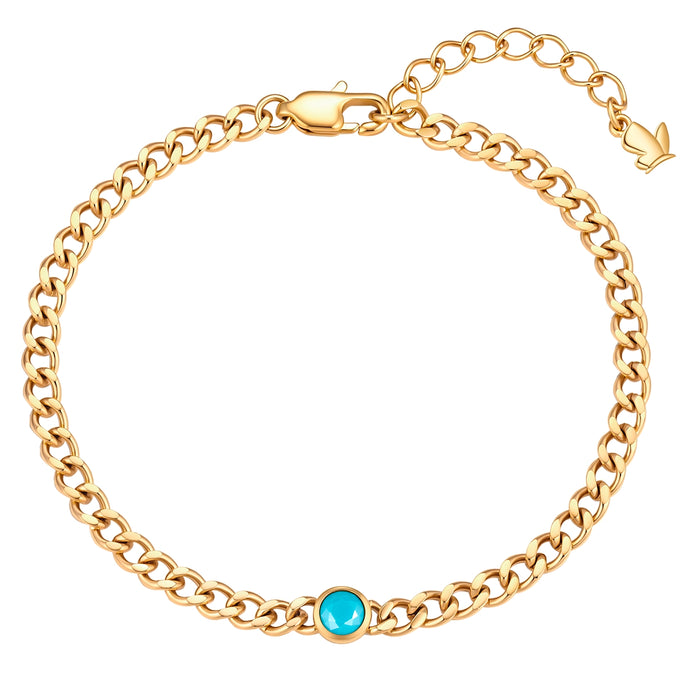 Armband Edelstahl gelbgold Kristalle von Swarovksi türkis