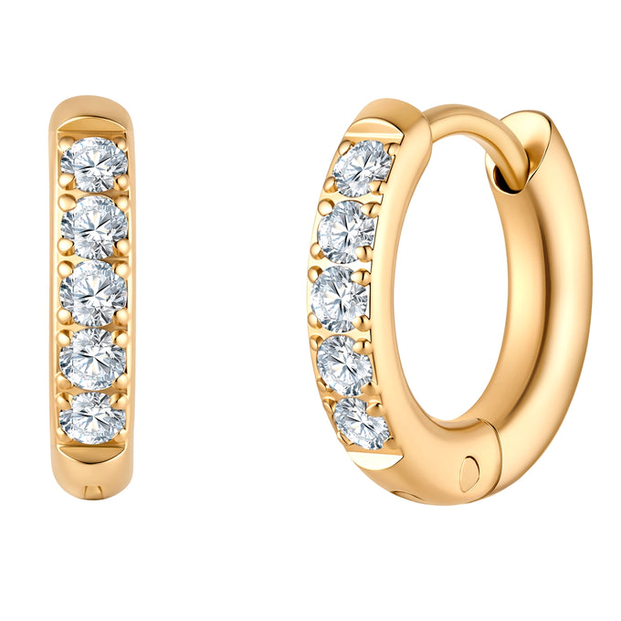 Creolen Edelstahl gelbgold Kristalle von Swarovski® weiß