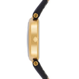 Damen Quarzuhr gelbgold Echtleder schwarz