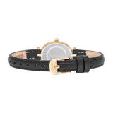 Damen Quarzuhr gelbgold Echtleder schwarz