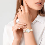 Damen Quarzuhr gelbgold Edelstahl bicolor