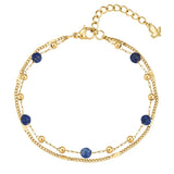 Armband Edelstahl gelbgold Lapislazuli blau
